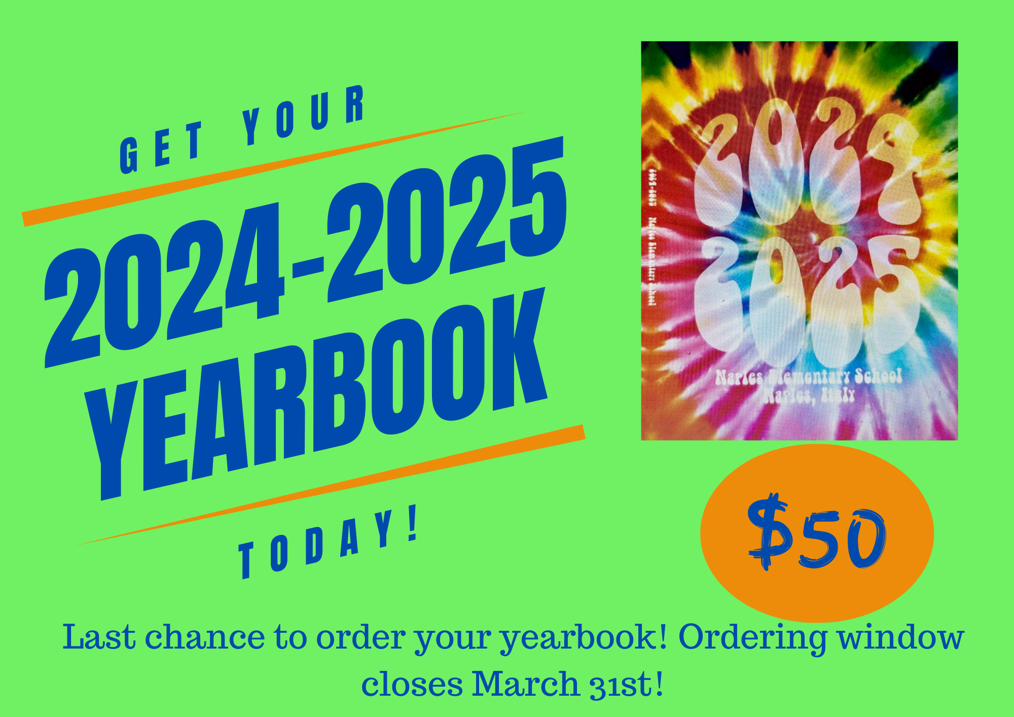 Last chance to order yearbooks: March 31st!
